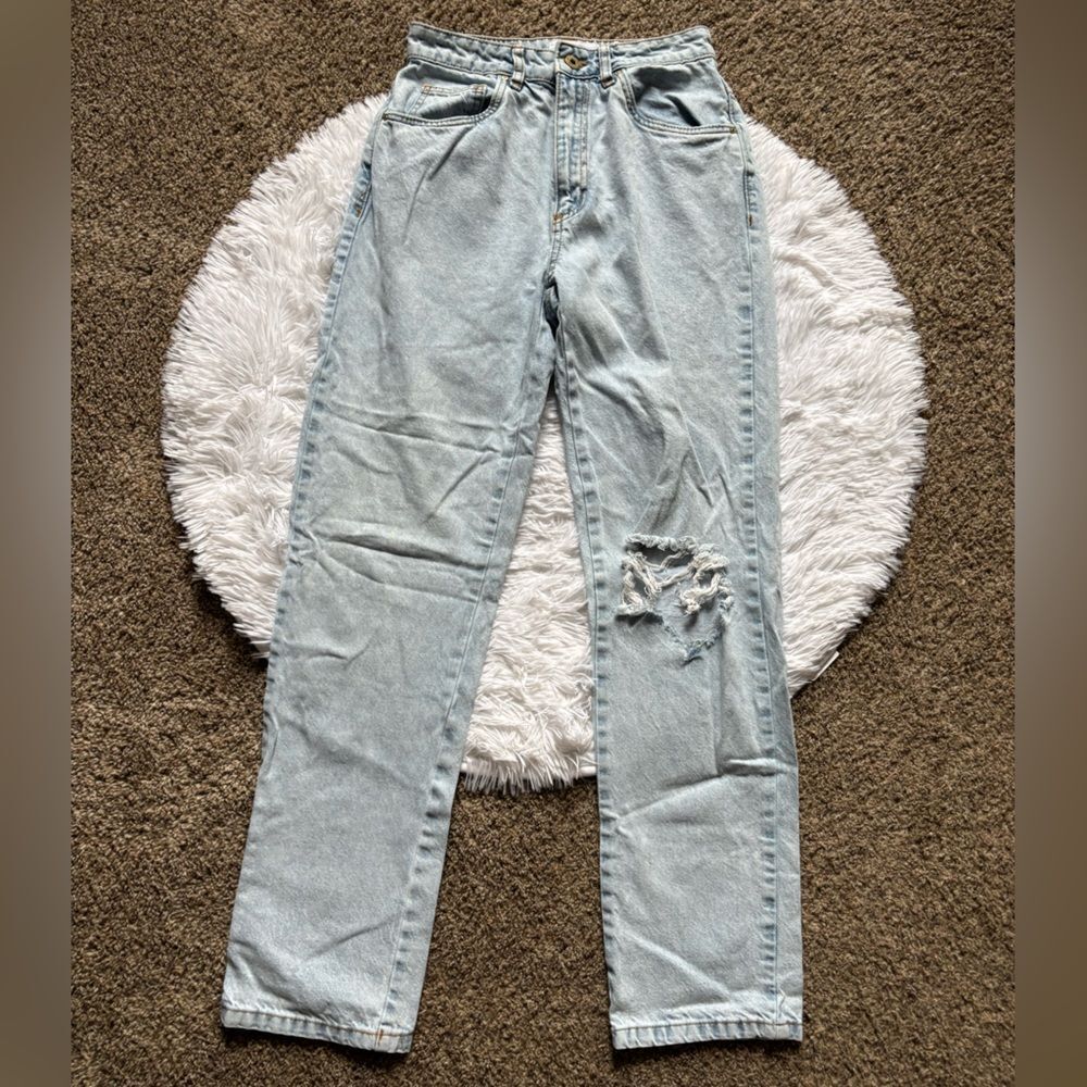 Cotton On Light Blue Distressed High-Waist Jeans